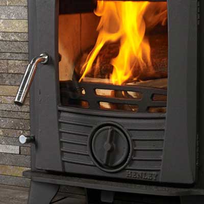 Close up of a solid fuel stove 